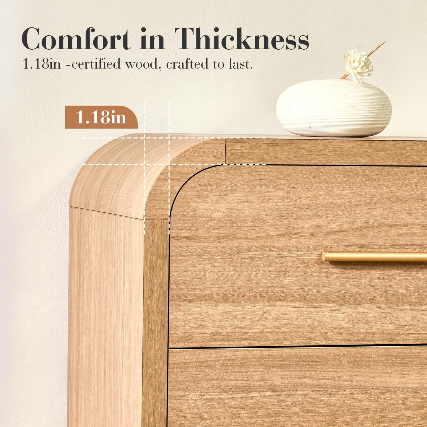 Curved 3-Drawer Nightstand