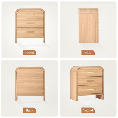 Curved 3-Drawer Nightstand