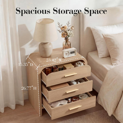 Curved 3-Drawer Nightstand