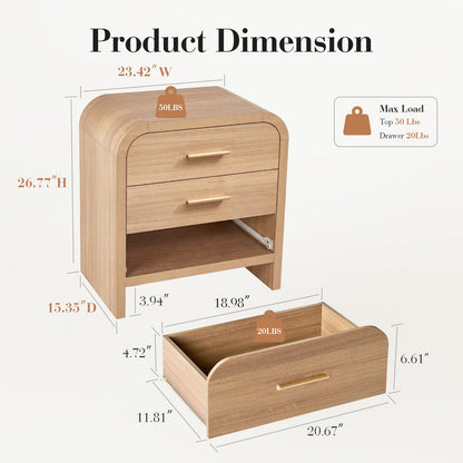 【Halloween Pre-Sale】Curved 3-Drawer Nightstand-2Pcs