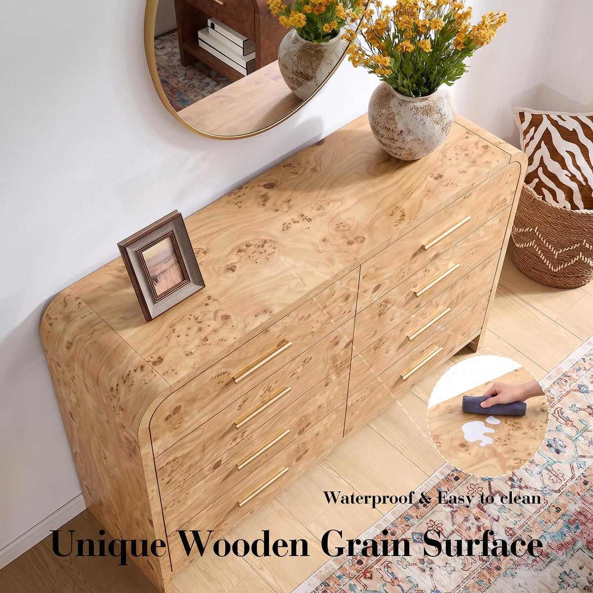 Curved 8-Drawer Dresser