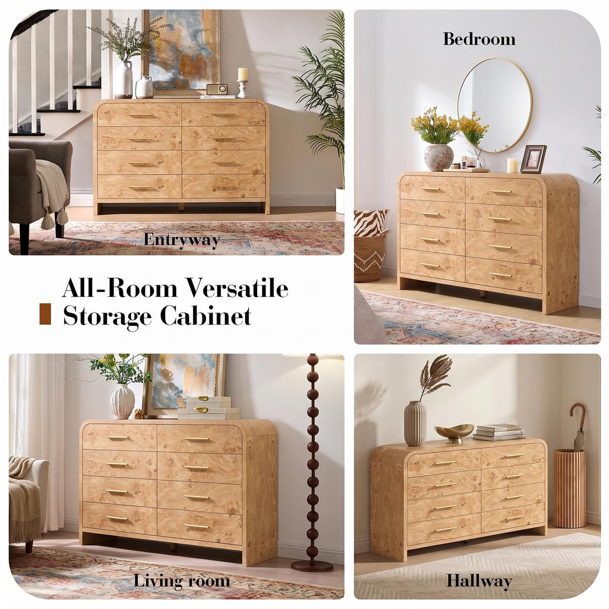 Curved 8-Drawer Dresser