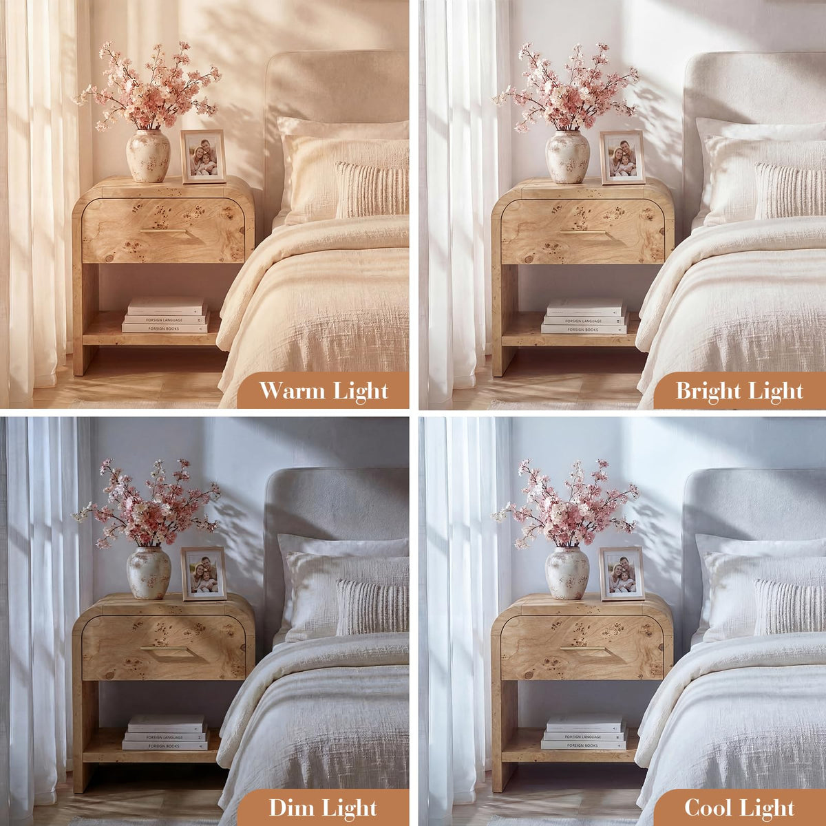 Curved 1-Drawer Nightstand