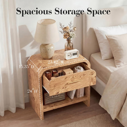 Curved 1-Drawer Nightstand
