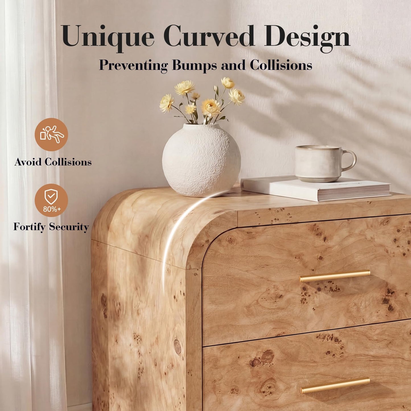 Curved 2-Drawer Nightstand