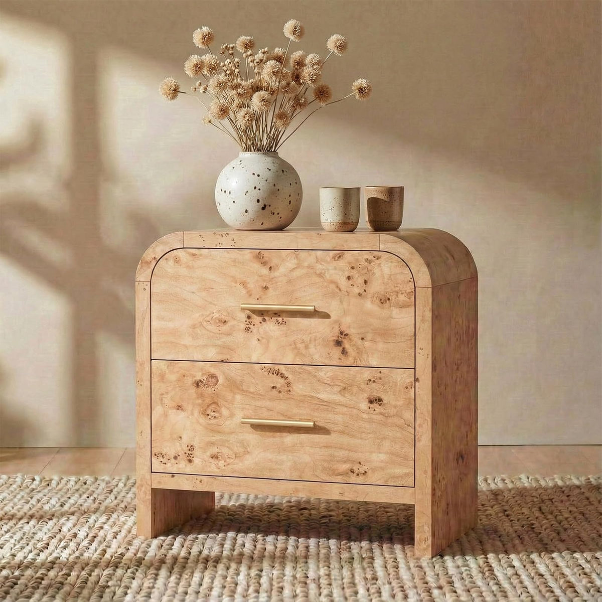 Curved 2-Drawer Nightstand