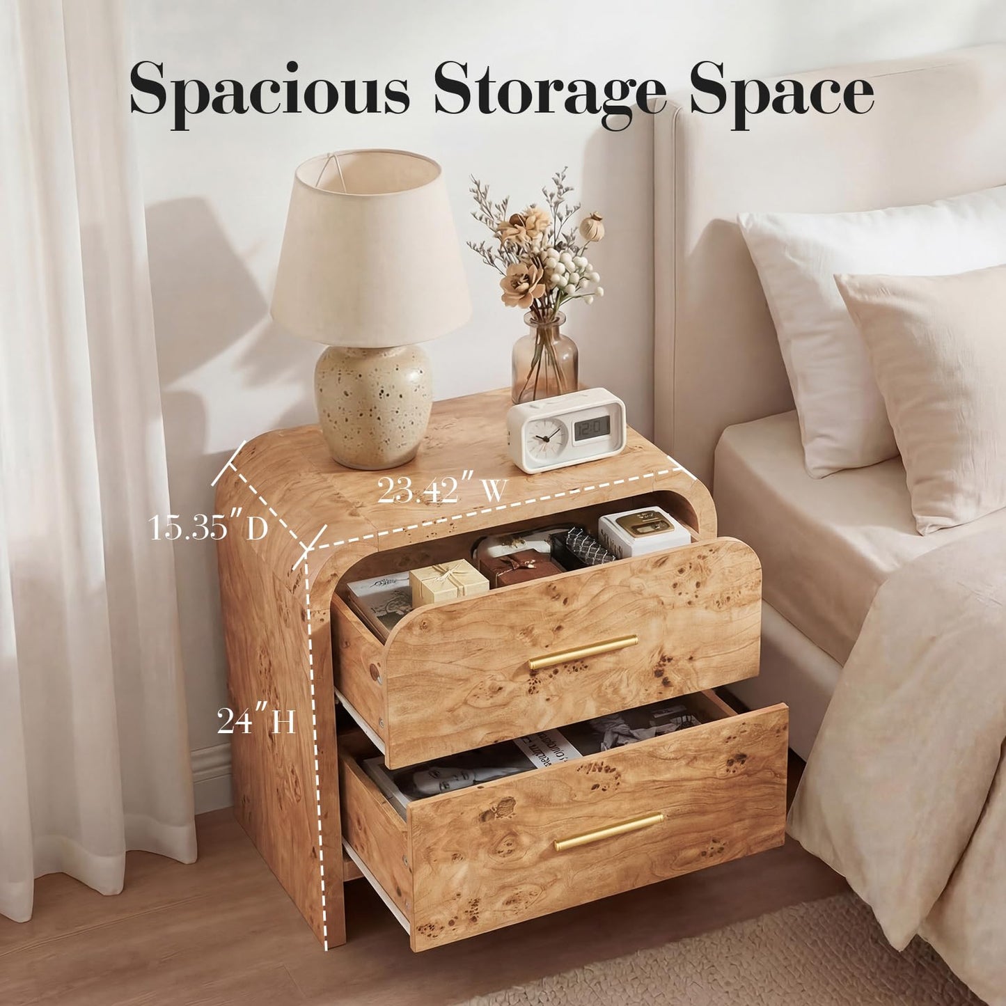Curved 2-Drawer Nightstand