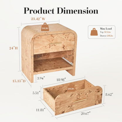 Curved 2-Drawer Nightstand