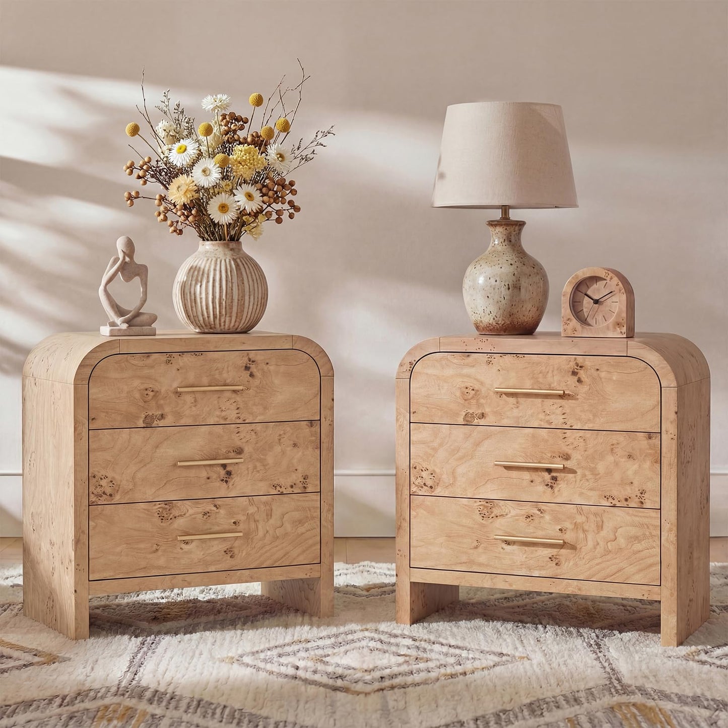 Curved 3-Drawer Nightstand