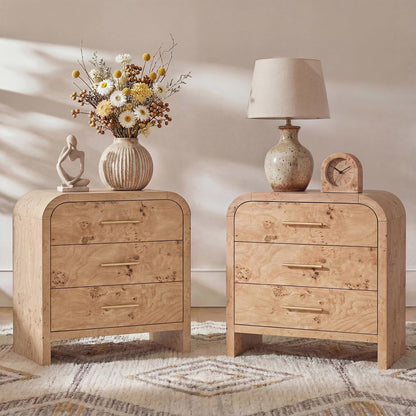 Curved 3-Drawer Nightstand