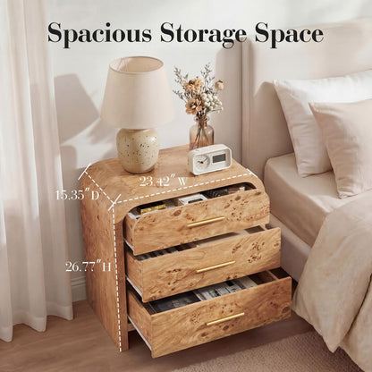 Curved 3-Drawer Nightstand