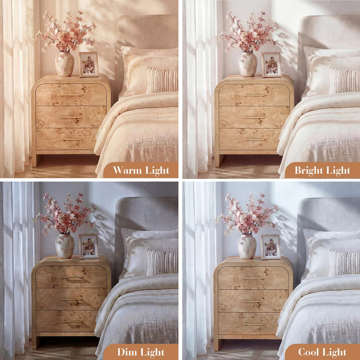 Curved 3-Drawer Nightstand
