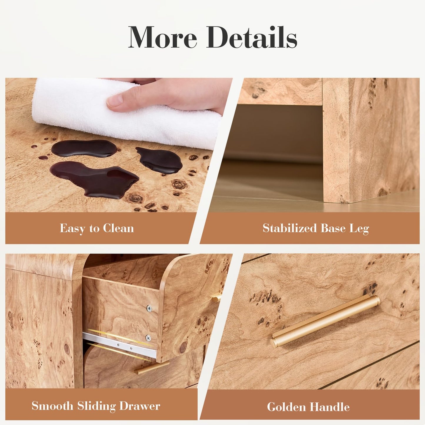 Curved 3-Drawer Nightstand