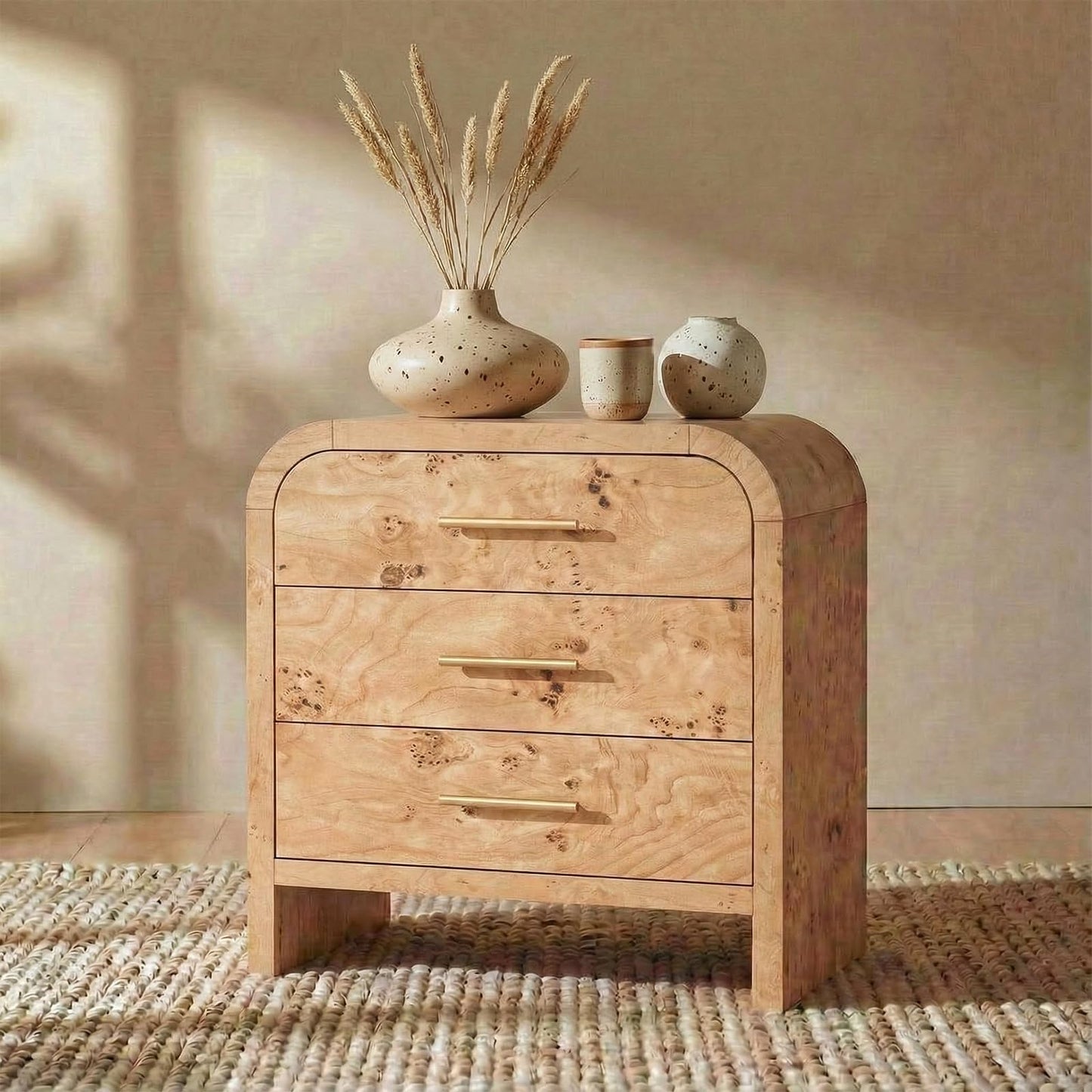 Curved 3-Drawer Nightstand