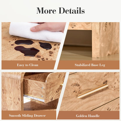 Curved 3-Drawer Nightstand