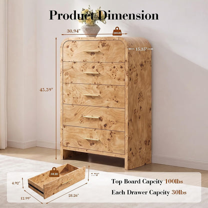 Curved 5-Drawer Dresser