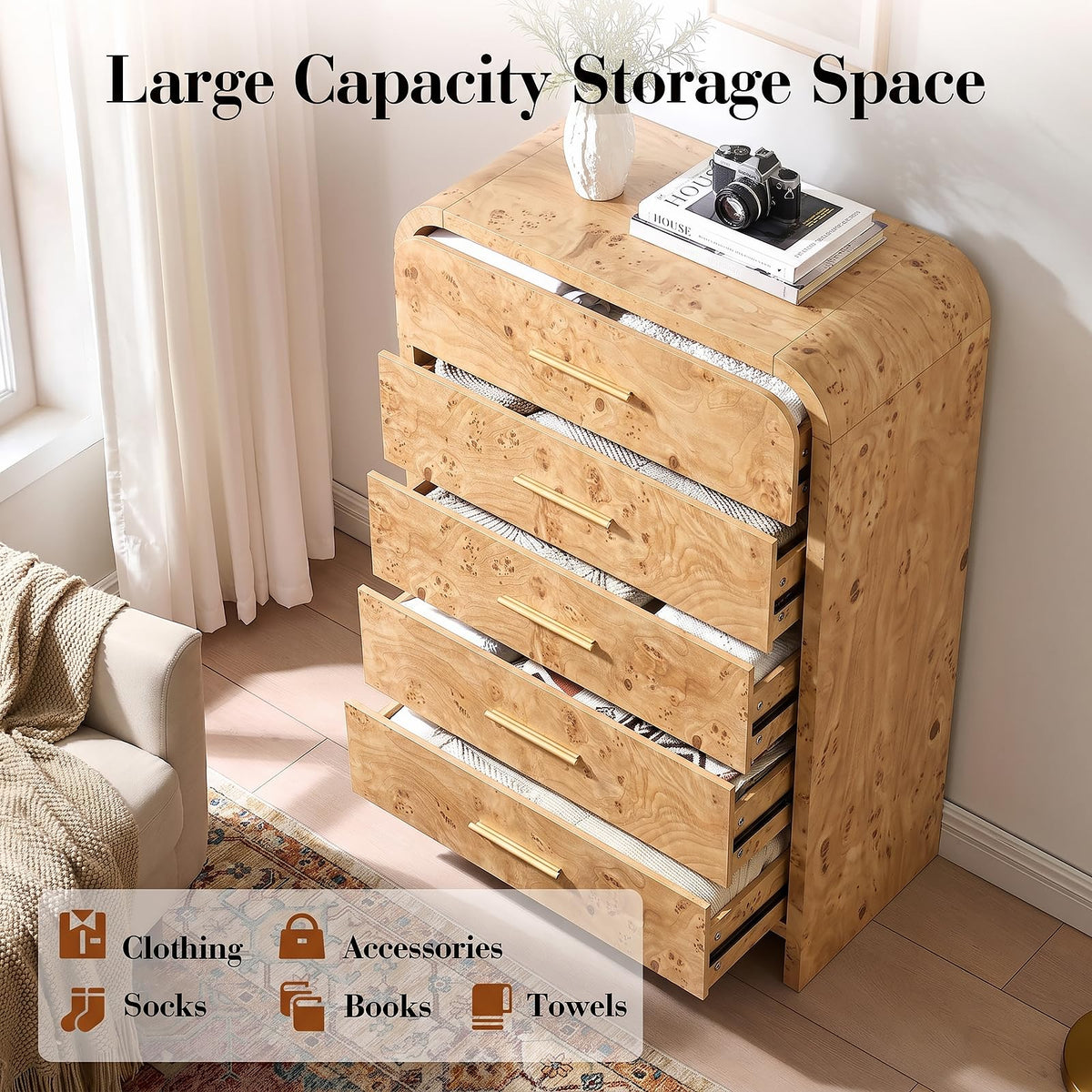 Curved 5-Drawer Dresser