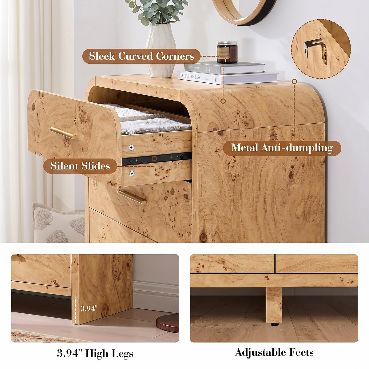 Curved 5-Drawer Dresser