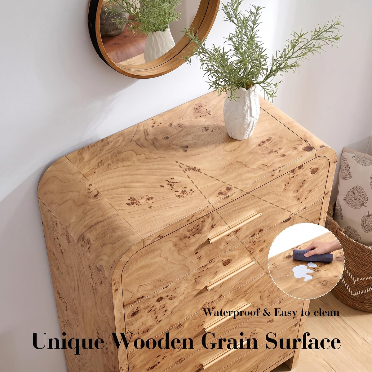 Curved 5-Drawer Dresser