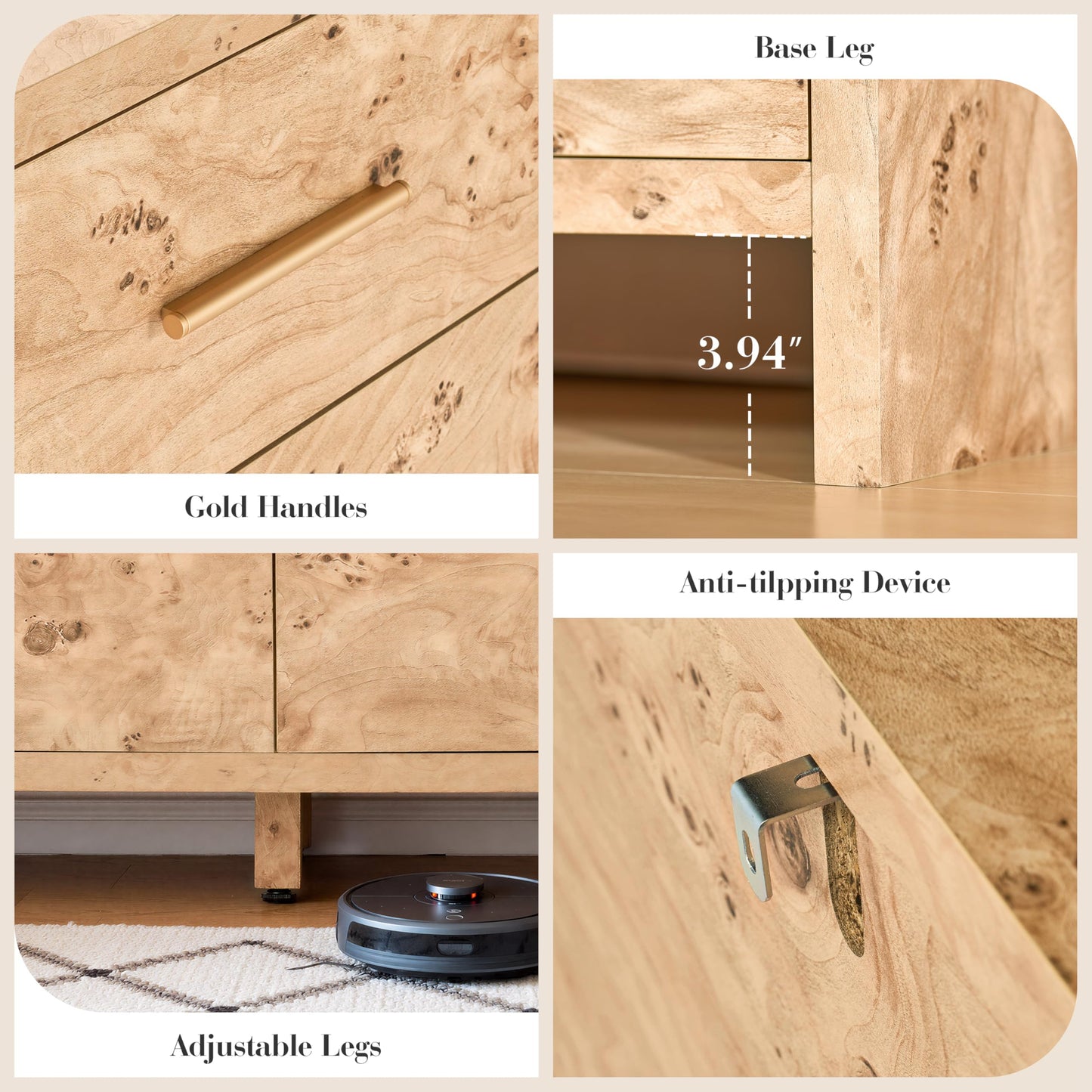 Curved 6-Drawer Dresser