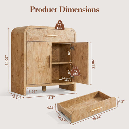Curved 2-Door & Drawer Cabinet