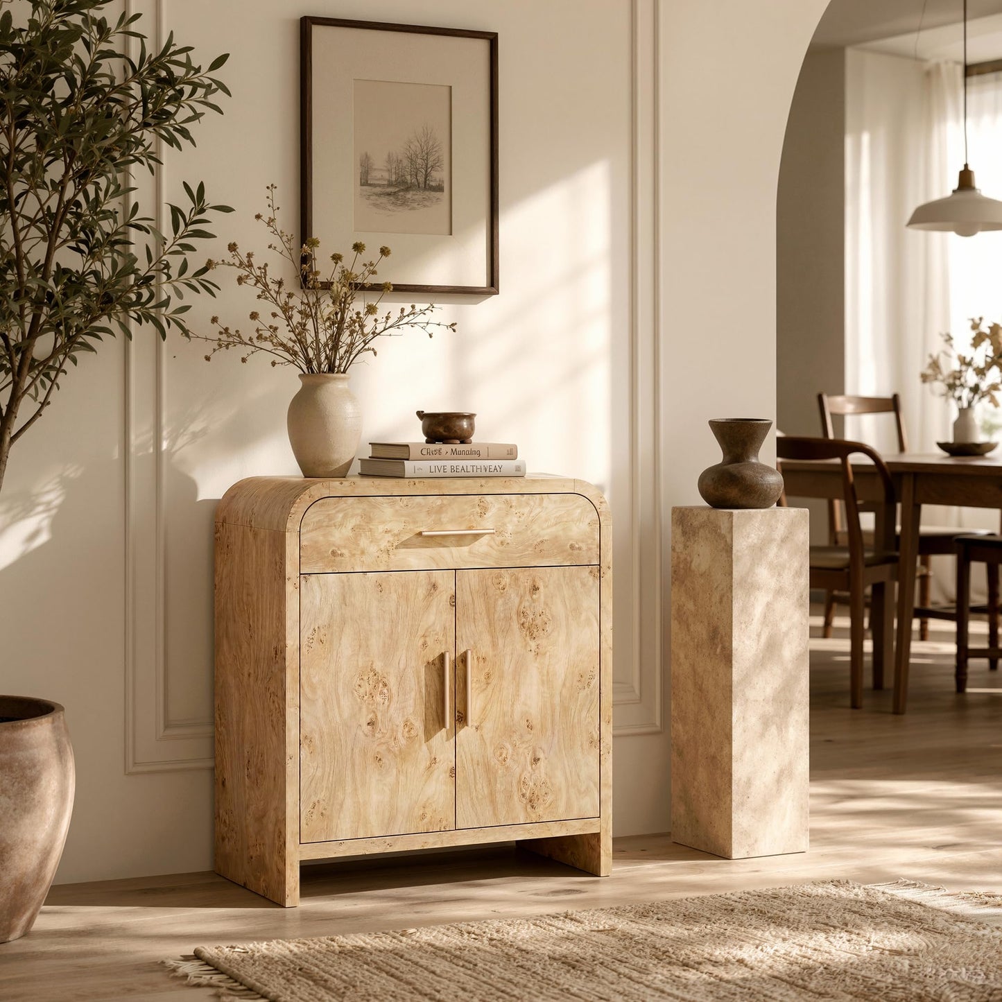 Curved 2-Door & Drawer Cabinet