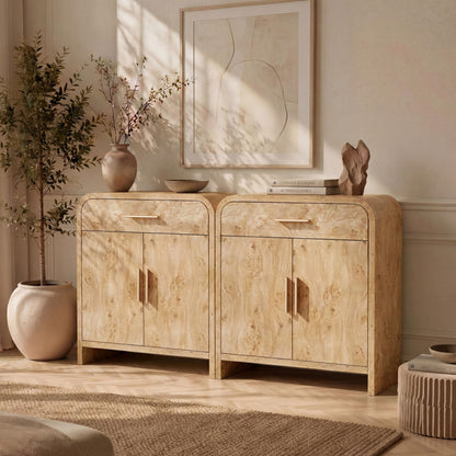 Curved 2-Door & Drawer Cabinet