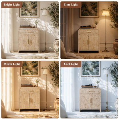 Curved 2-Door & Drawer Cabinet