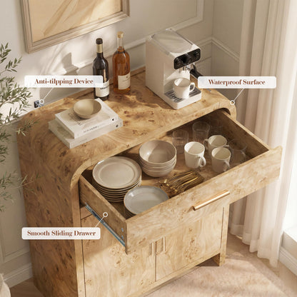 Curved 2-Door & Drawer Cabinet