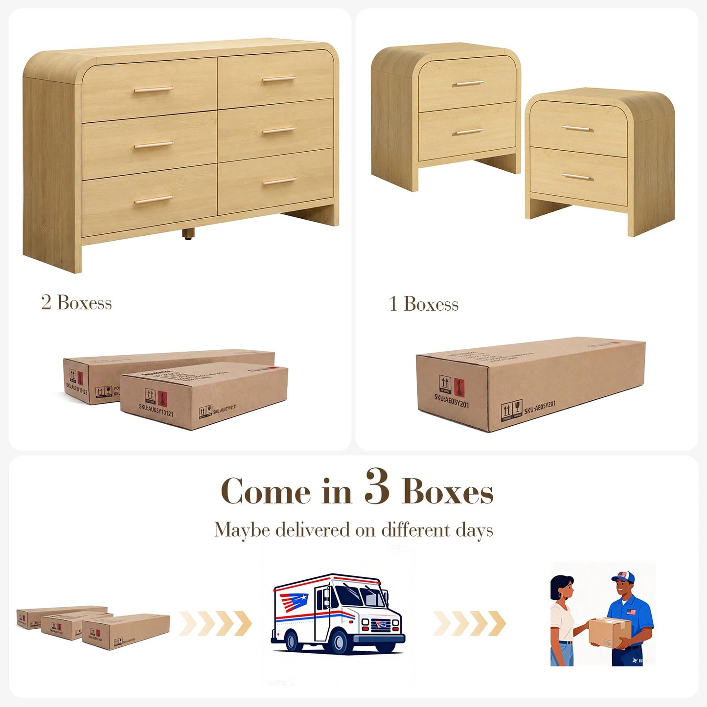 Curved 6 + 2 Drawer Set