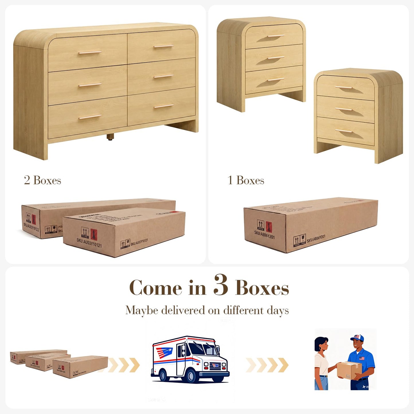 Curved 6 + 3 Drawer Set