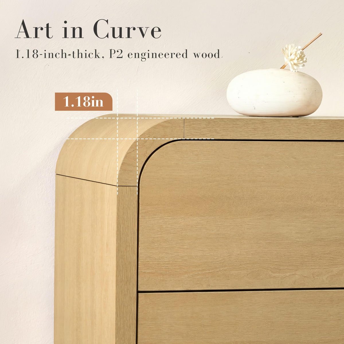 Curved 6-Drawer Dresser