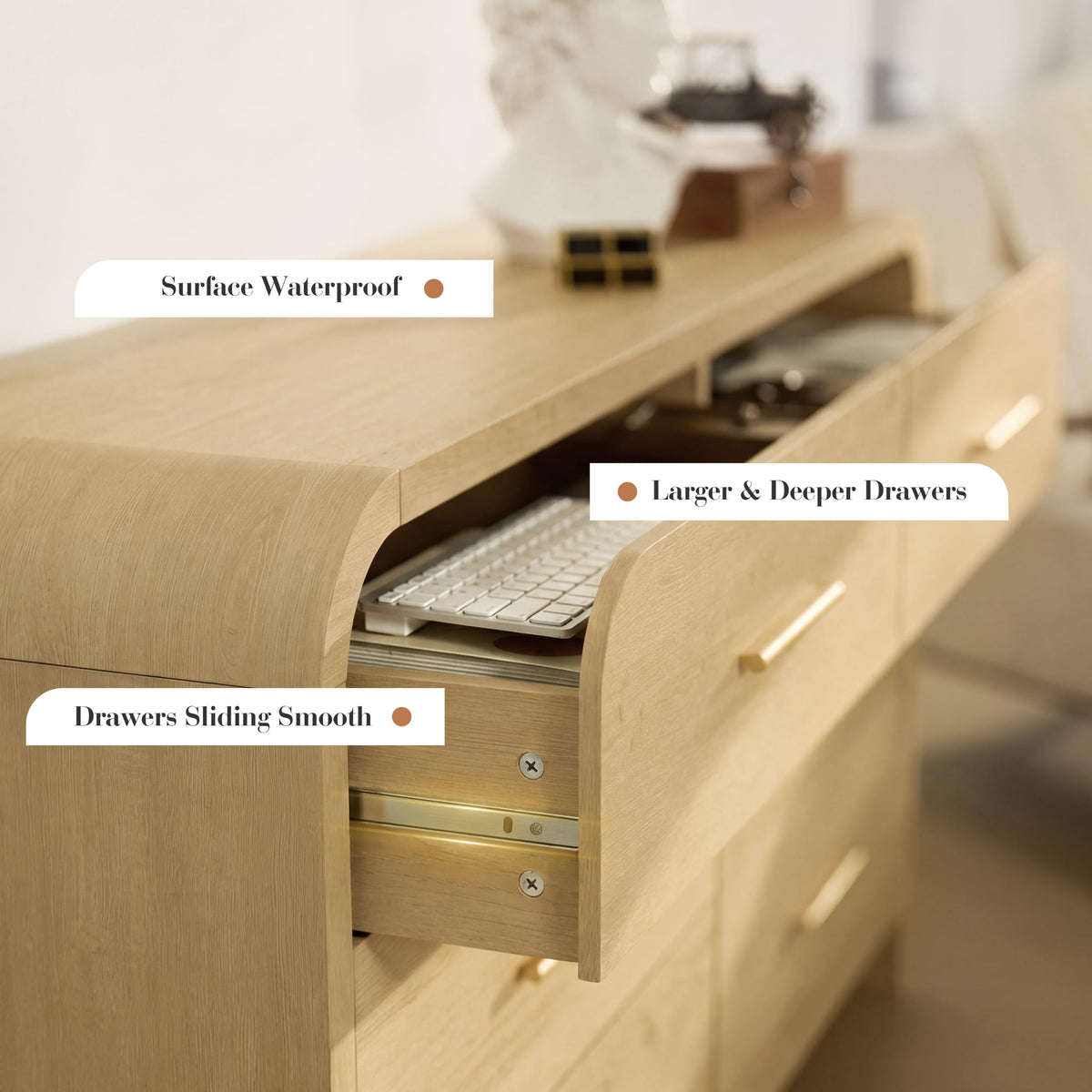 Curved 6-Drawer Dresser