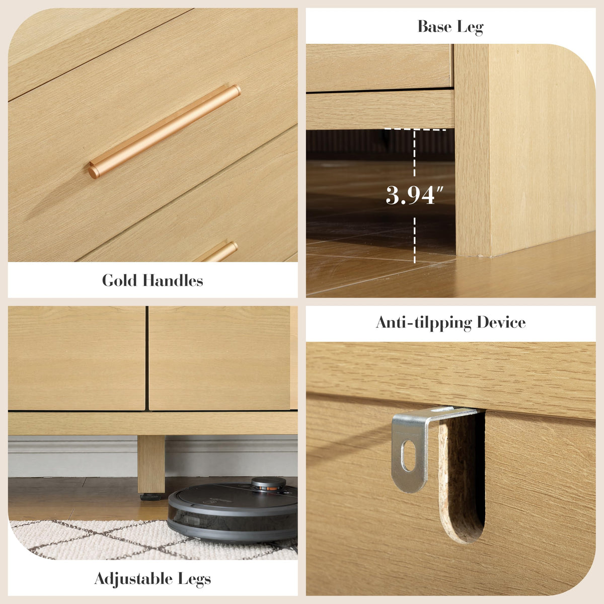 Curved 6-Drawer Dresser