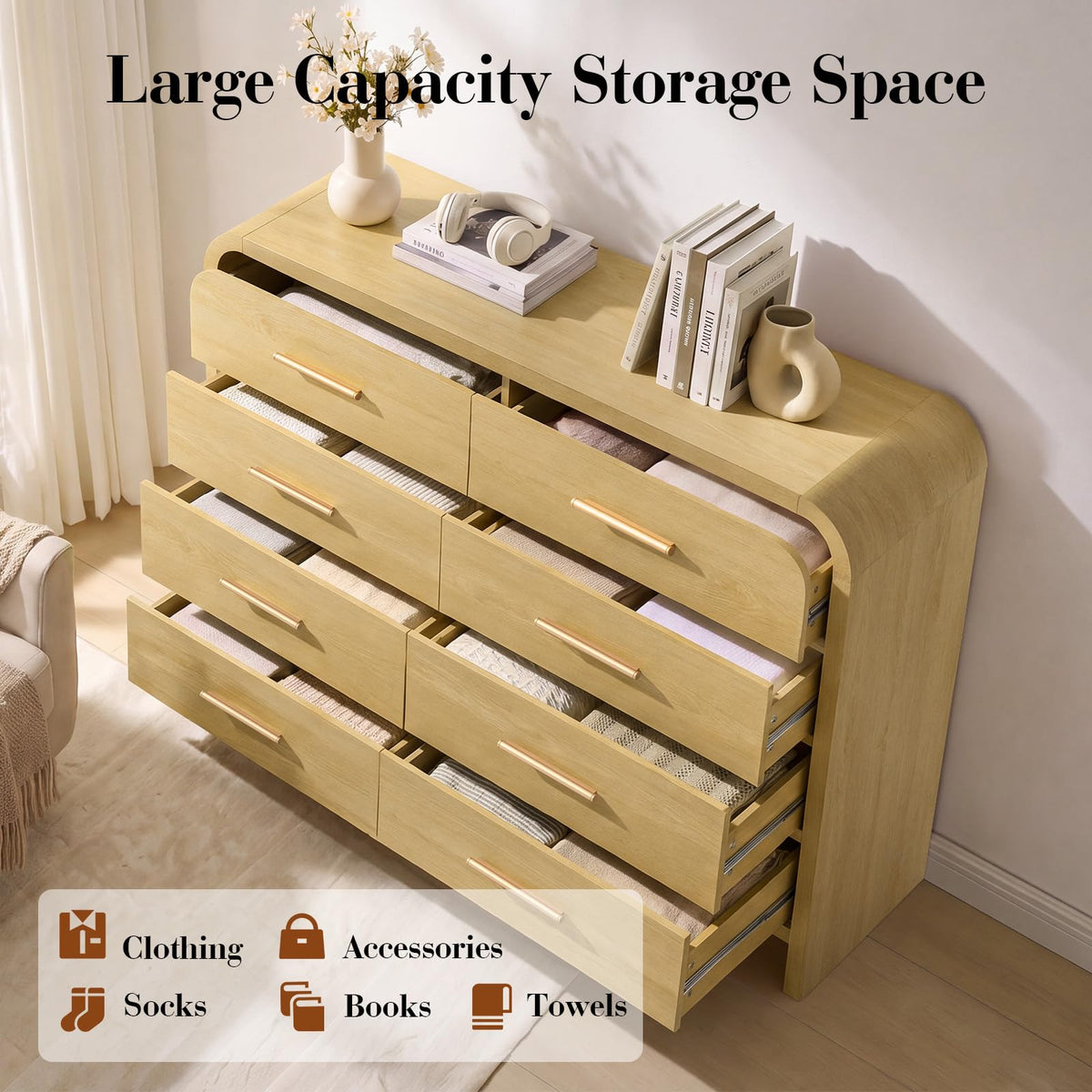 Curved 8-Drawer Dresser