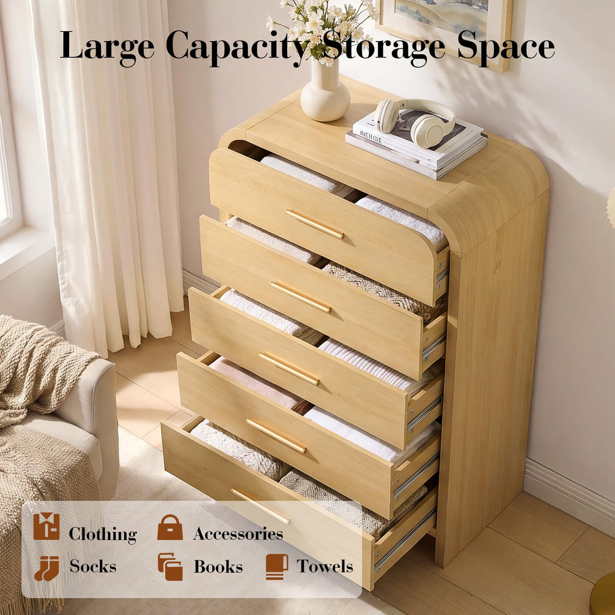 Curved 5-Drawer Dresser