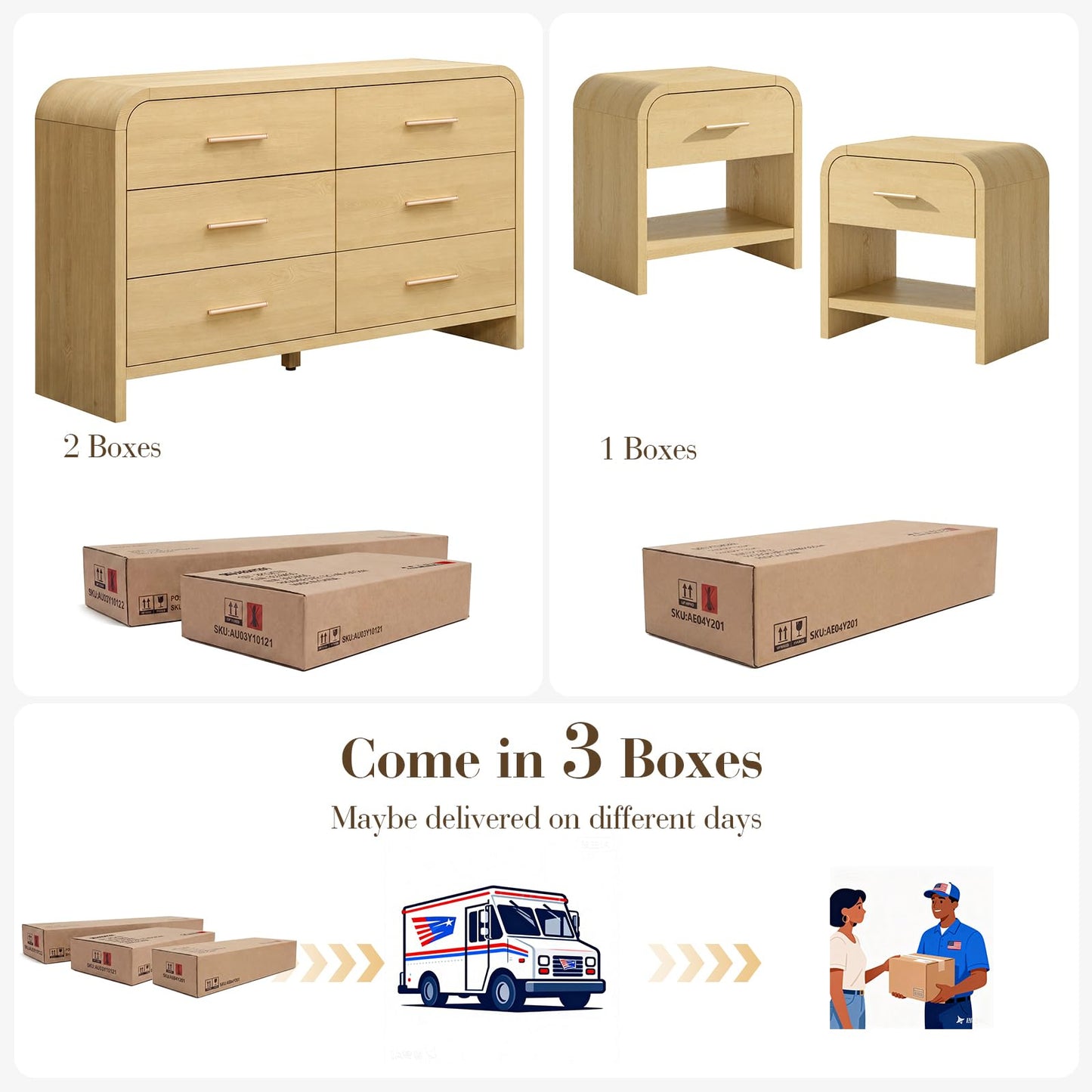 Curved 6 + 1 Drawer Set