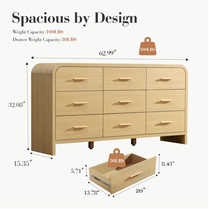 Curved 9-Drawer Dresser