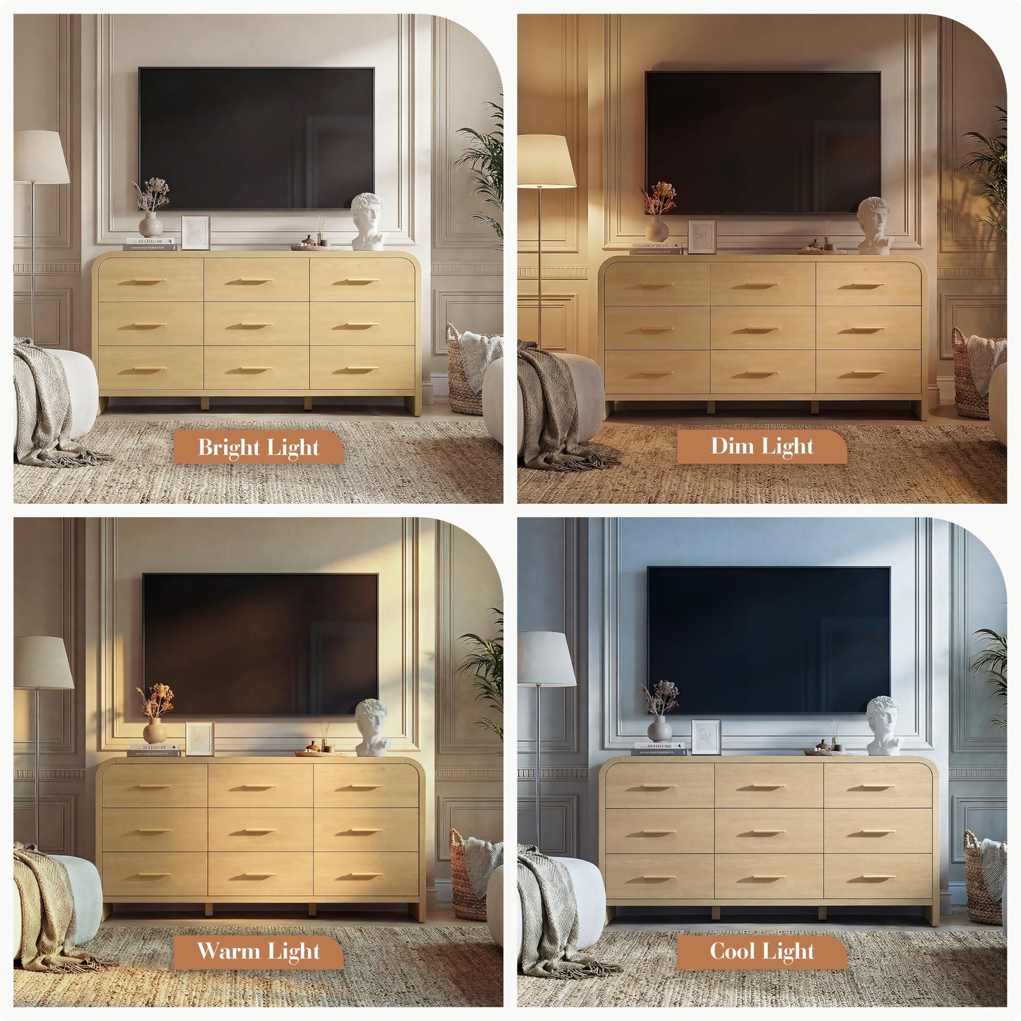 Curved 9-Drawer Dresser
