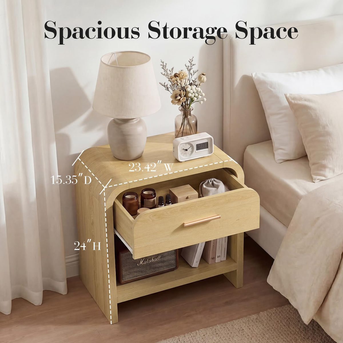 Curved 1-Drawer Nightstand