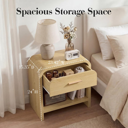 Curved 1-Drawer Nightstand