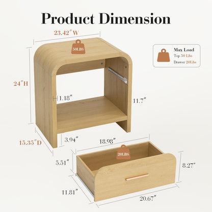 Curved 1-Drawer Nightstand
