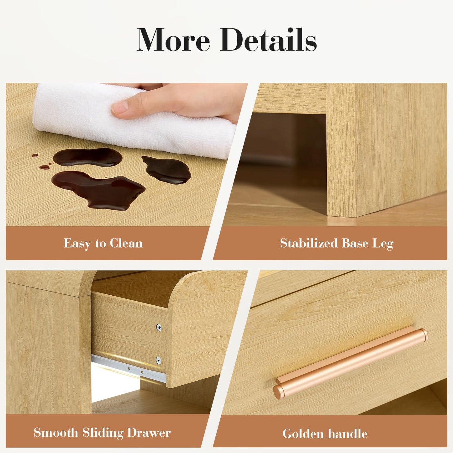 Curved 1-Drawer Nightstand