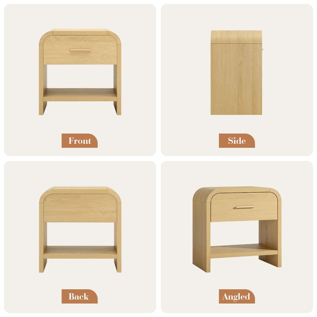 Curved 1-Drawer Nightstand
