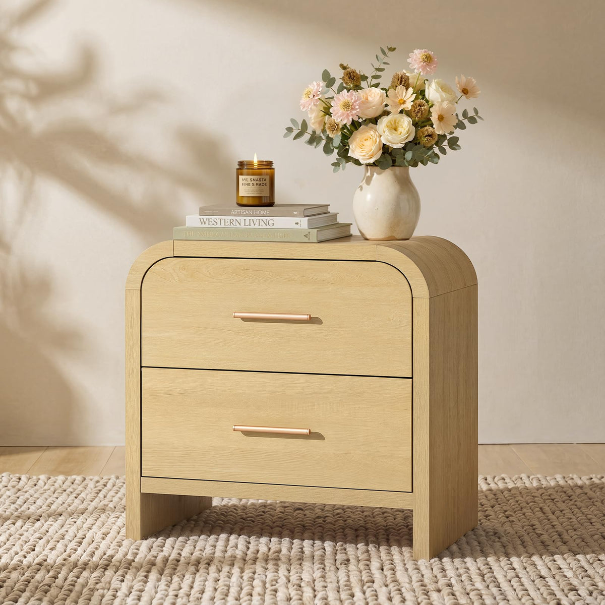 Curved 2-Drawer Nightstand