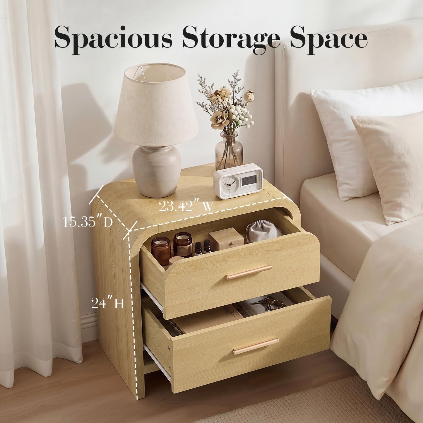 Curved 2-Drawer Nightstand
