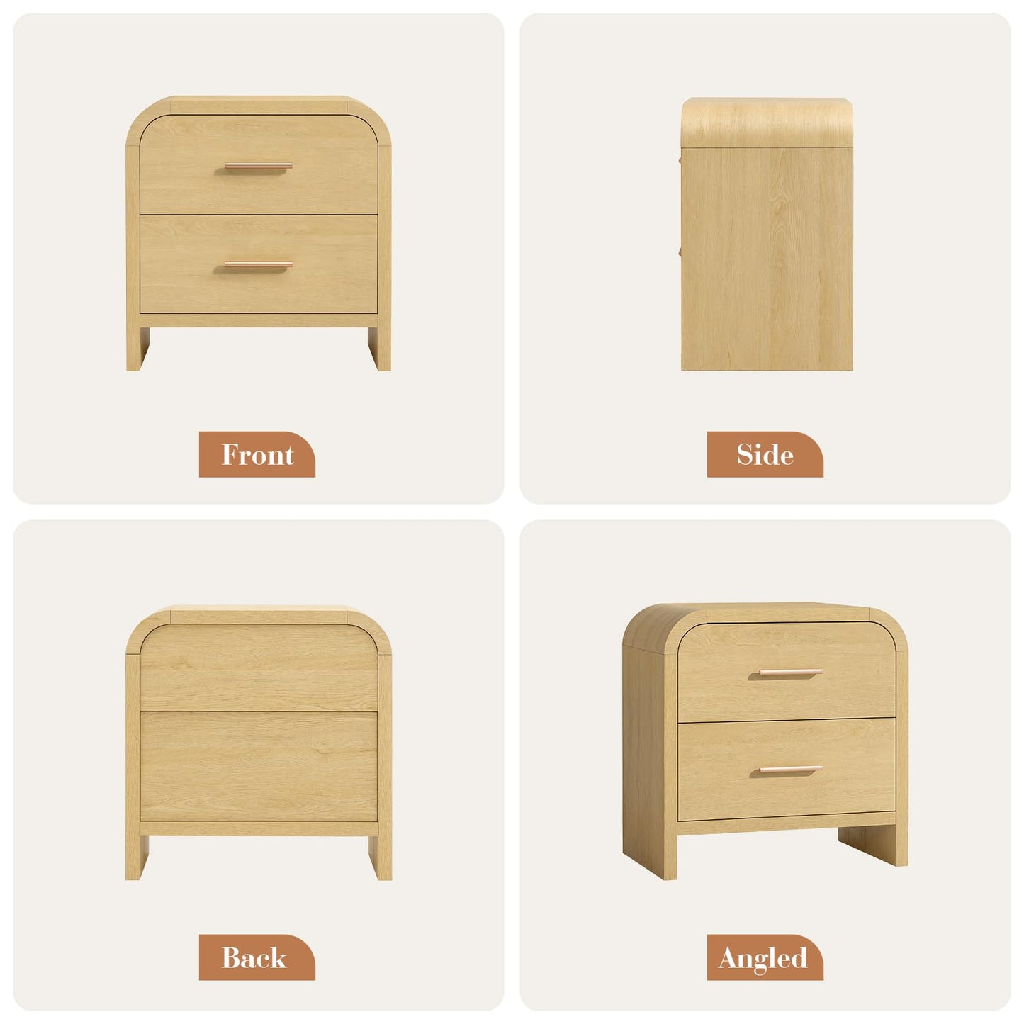 Curved 2-Drawer Nightstand