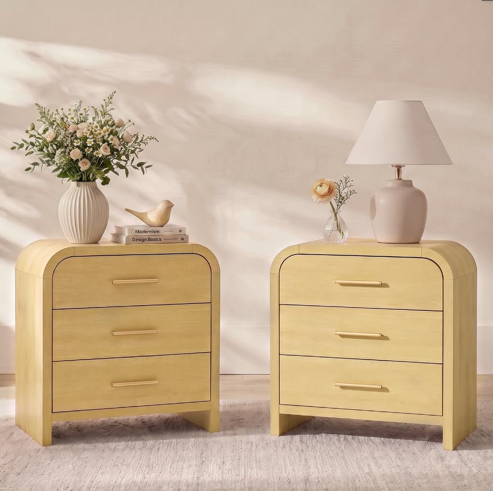 Curved 3-Drawer Nightstand