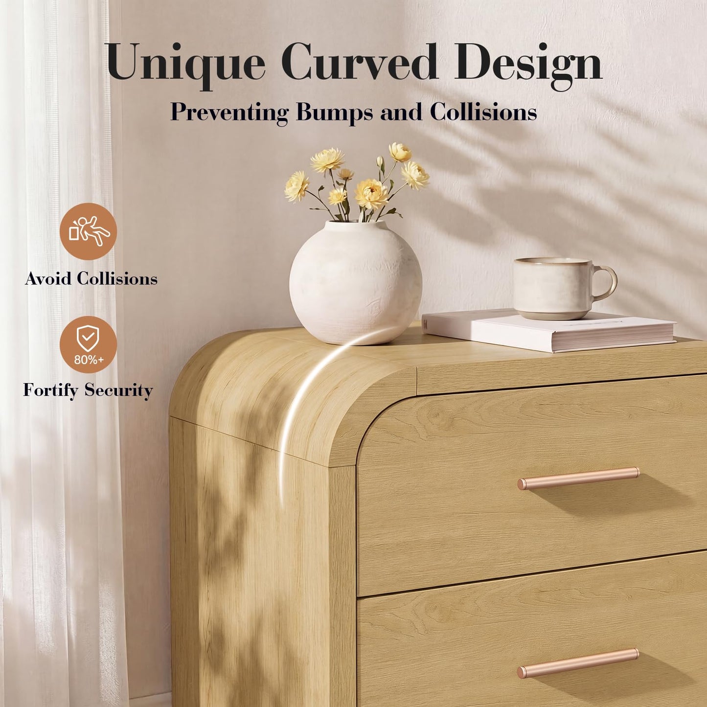 Curved 3-Drawer Nightstand