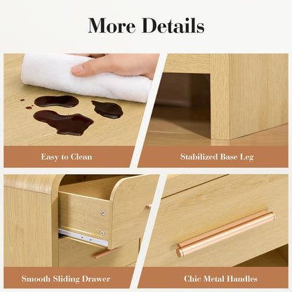 Curved 3-Drawer Nightstand